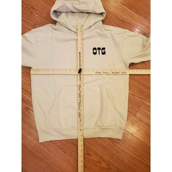 Off The Grid Records Hoodie Men's Size M Beige Big Back Logo Heavyweight New - Picture 5 of 9